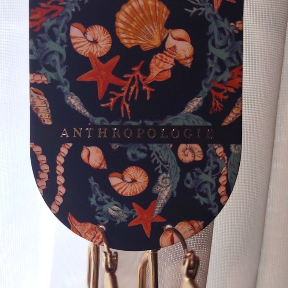 NWT Anthropology oval hoop style gold color earrings - Picture 2 of 5